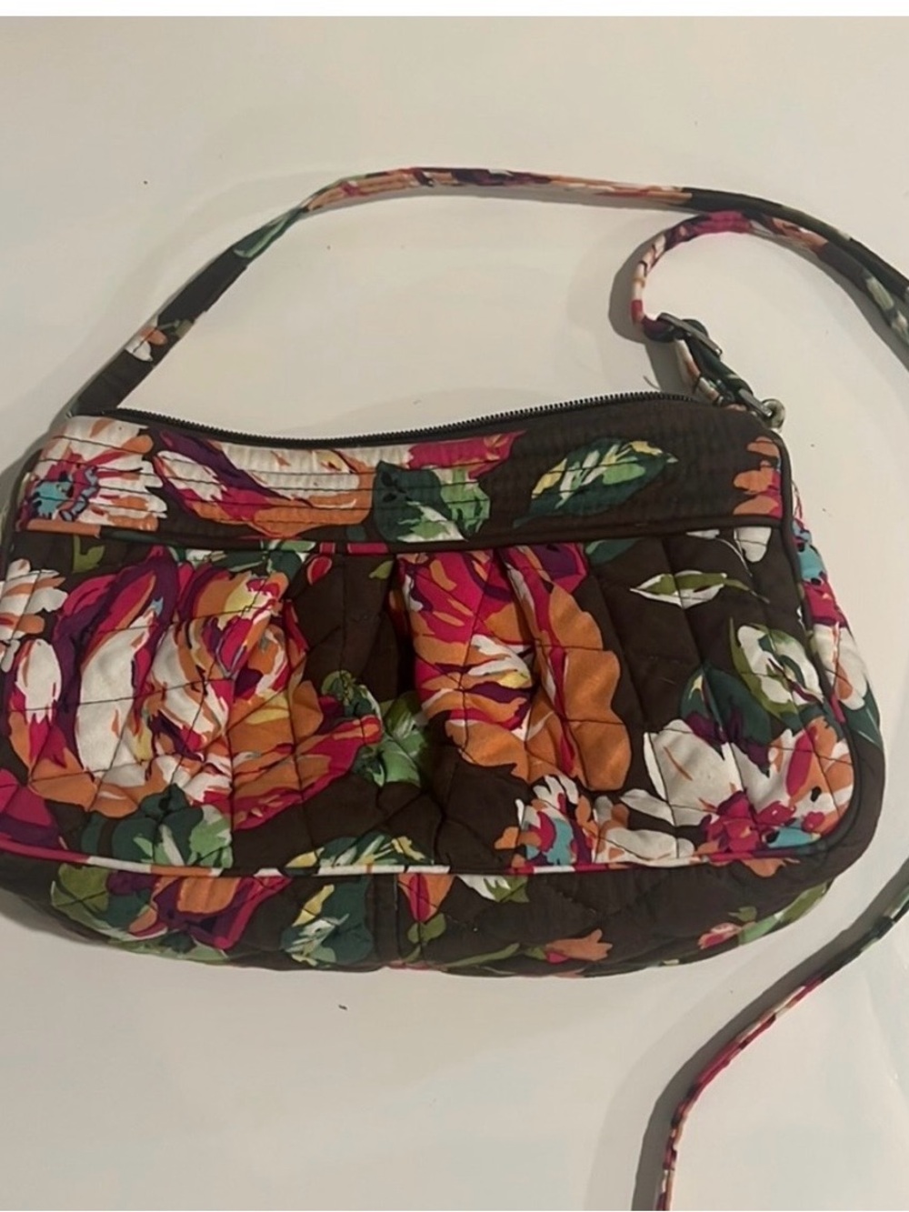 Vera Bradley Brown Floral Quilted Crossbody